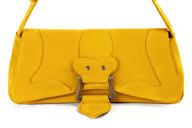 Dress small handbag in yellow leather - Profile view